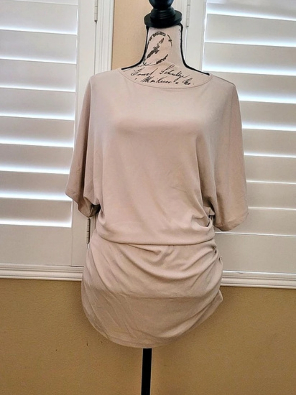 OGLmove Effortless Boatneck Batwing Sleeve Side Ruched Top Side Ruched Tunic